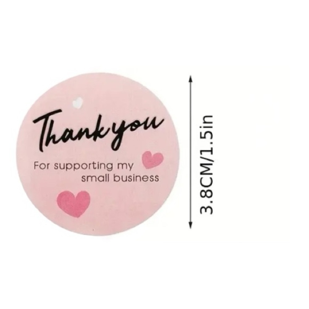 PRICE IS FIRM - Roll of 500 Pink ‘Thank You for Supporting' Stickers - Picture 2 of 2